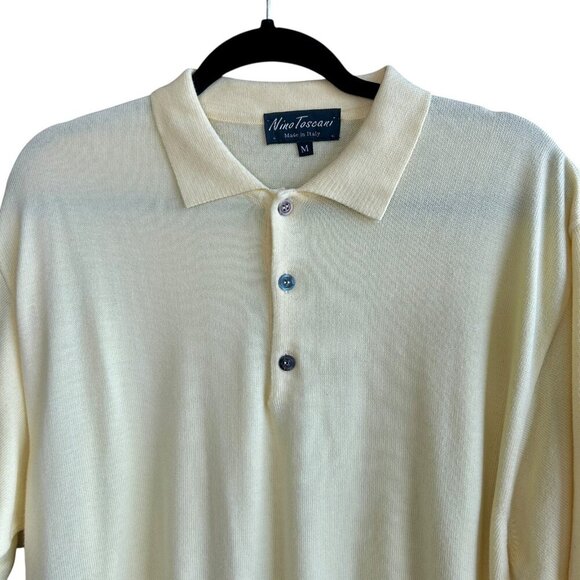 Nino Toscani Made in Italy Men's Vintage Yellow Henley Polo Sweater  Size M - Picture 2 of 7